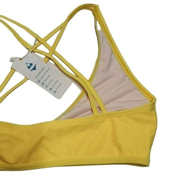 Beachsissi Bikini Cross Front Thong Bottom Yellow Green Women's Small S NWT - Picture 8 of 16